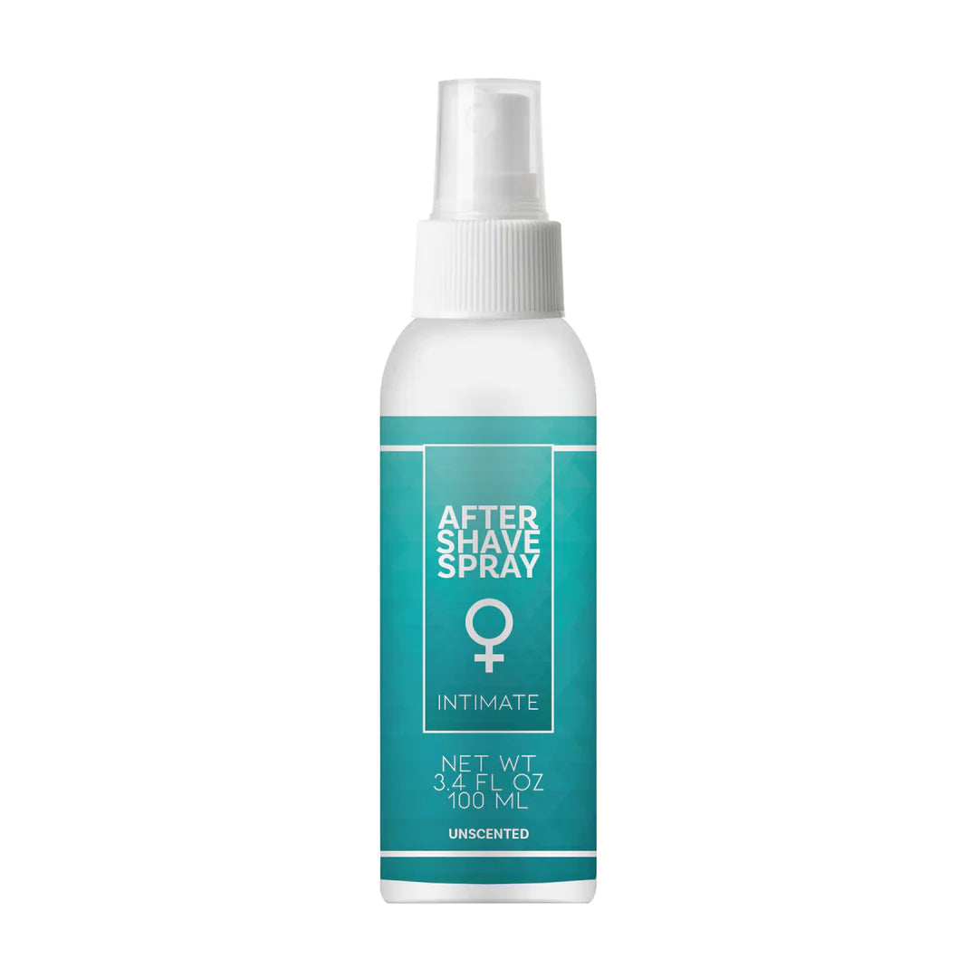 Pharmquests After Shave Spray Intimate 100 ml i en hvit sprayflaske med turkis etikett og hvitt tekstdesign.