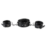 Leather Collar &amp; Cuff Bondage Set