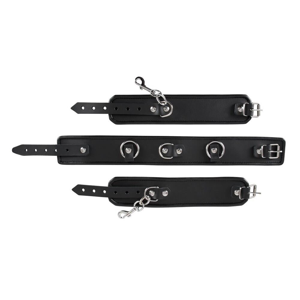 Leather Collar &amp; Cuff Bondage Set
