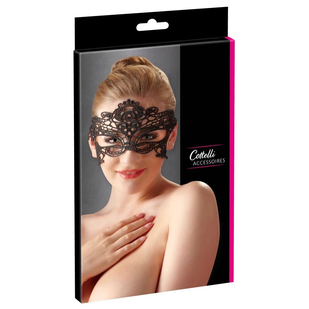 Brodert øyemaske med blondesnøring