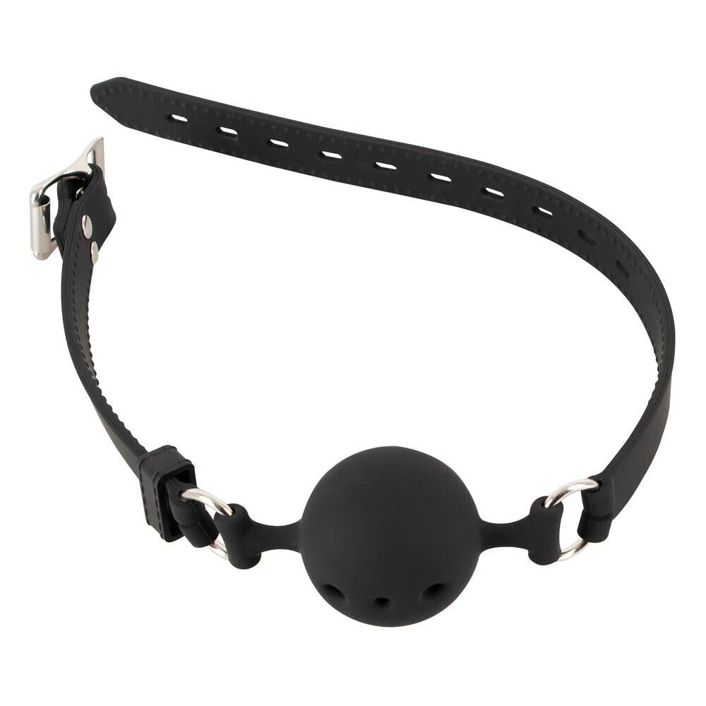 Sort silikon ball gag med pustehull