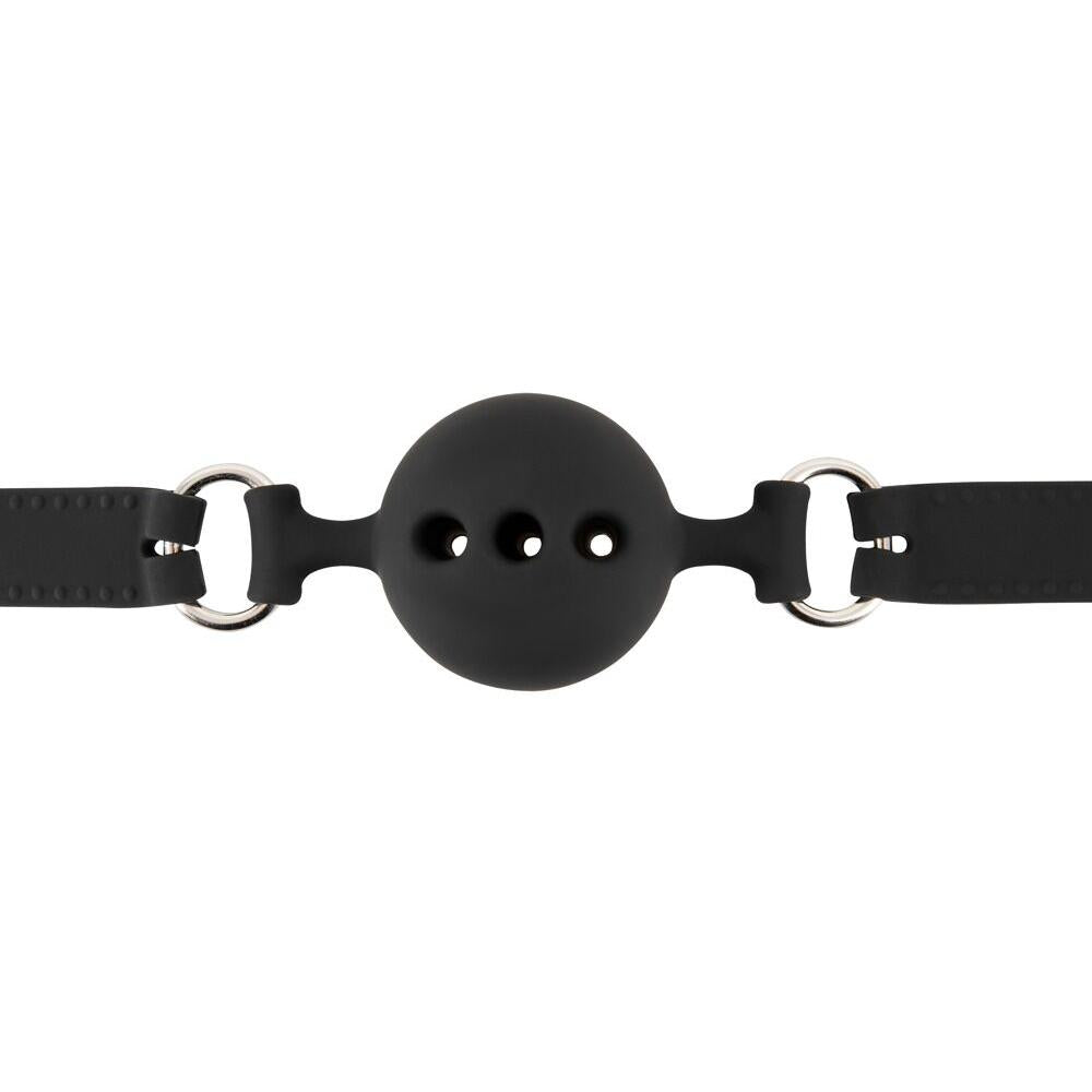 Sort silikon ball gag med pustehull