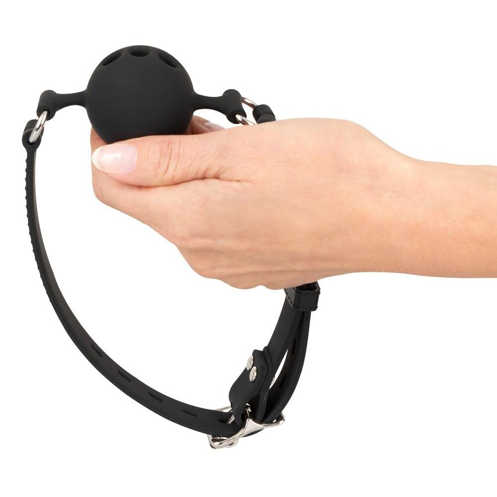 Sort silikon ball gag med pustehull