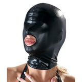 Sort Wetlook Hood med munnåpning