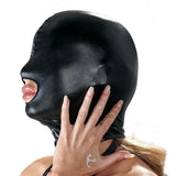 Sort Wetlook Hood med munnåpning