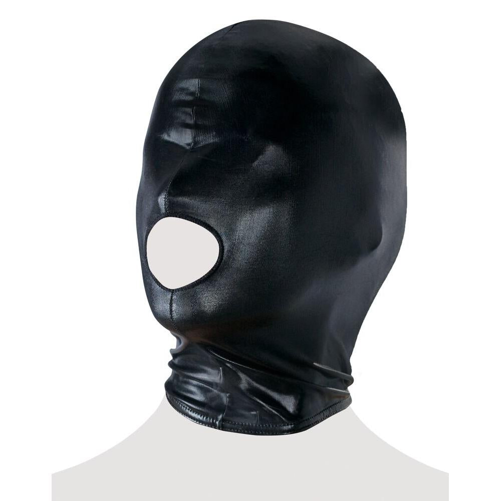 Sort Wetlook Hood med munnåpning
