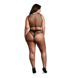 2-delt fishnet-undertøysett med crop top og truse – plus size