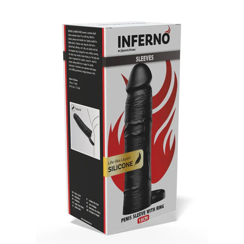 FERNO Penis Sleeve Liquid Silicone Ring 18 cm – sort