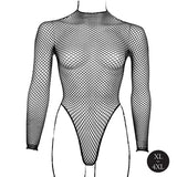 Le Désir langermet fishnet-body med åpen rygg – plus size