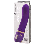 Lilla Front Row G-punkt vibrator i dobbeltlags silikon med gullfarget base og kontrollknapper.