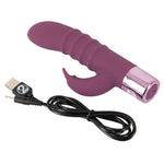Lilla Rabbit Vibe vibrator i silkemykt silikon med ergonomisk design og USB-ladekabel.
