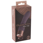Flexy Vibe G-punkt og klitorisstimulator i lilla silikon med riller og rosegull base, i elegant emballasje.