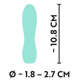 Turkis minivibrator med fleksibelt skaft, ca. 10.8 cm lang og 1.8-2.7 cm i diameter.