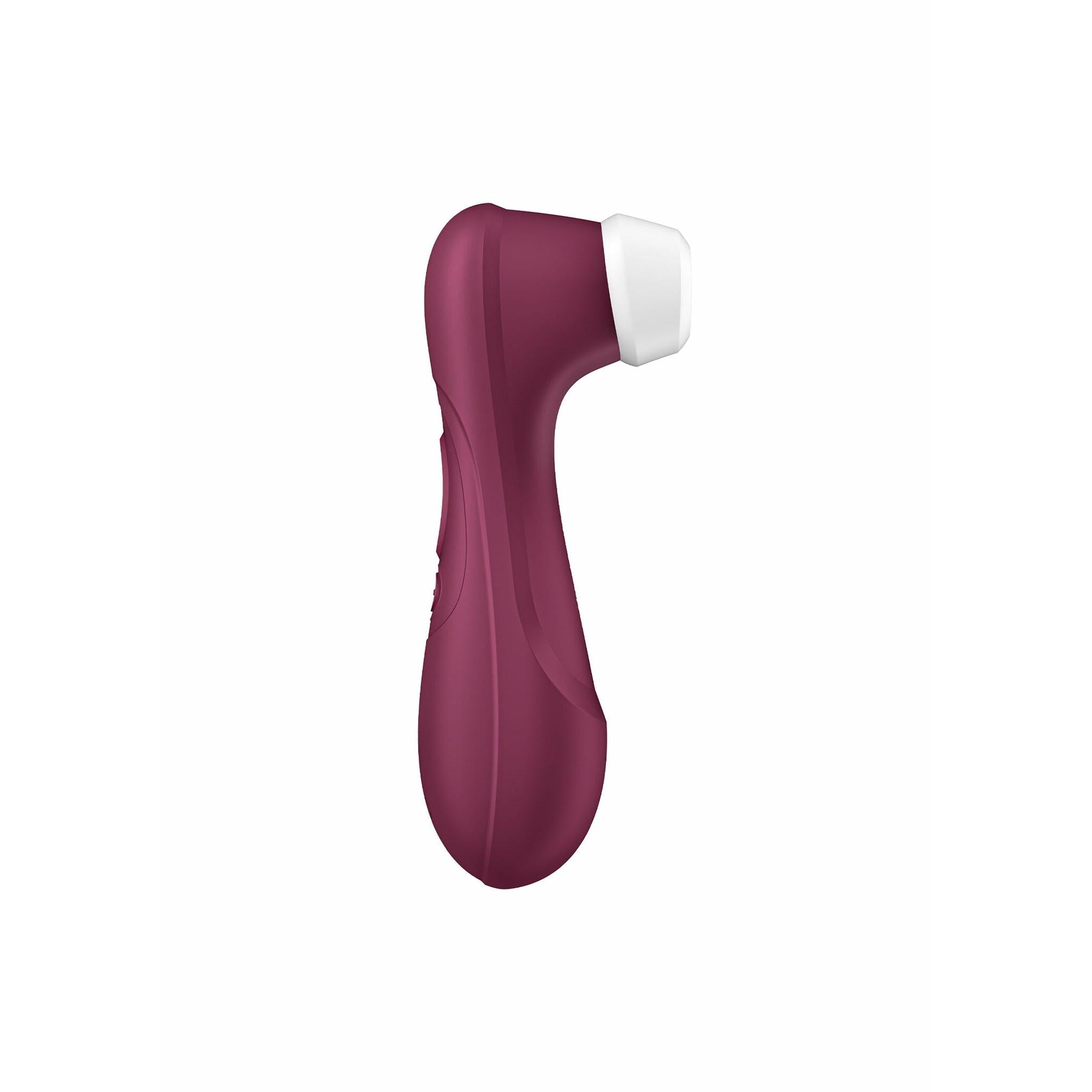 Satisfyer Pro 2 Generasjon 3 i mørk lilla silikon med hvit stimulatorhode og ergonomisk design.