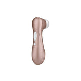 Satisfyer Pro 2 lufttrykksvibrator i elegant gull med hvitt silikonhode og knapper.