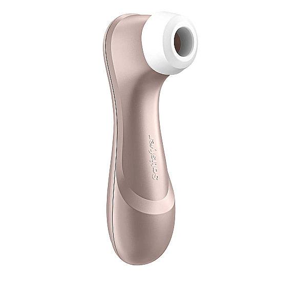 Satisfyer Pro 2 lufttrykksvibrator i elegant gullfarge med hvitt silikonhode.