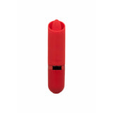 Rød Kyst Flicker klitorisvibrator i fløyelsmyk silikon med elegant metallring og tungefunksjon.