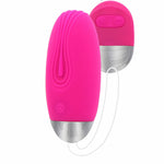 Funky egg vibrerende egg i fuchsia silikon med sølvfarget base og trådløs fjernkontroll.