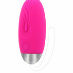 Funky egg vibrerende massasjeegg i rosa silikon med sølvdetalj og hvit snor.