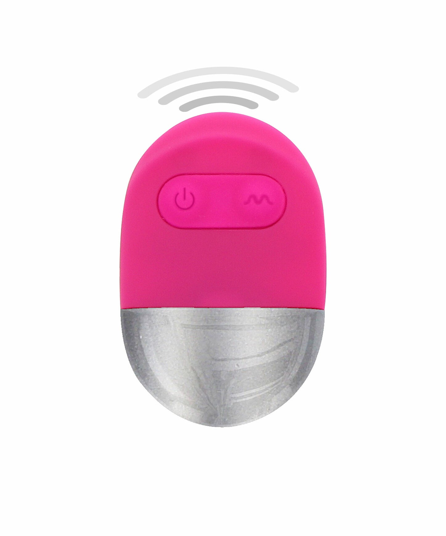 Funky egg vibrerende egg i rosa silikon med sølvfarget base og trådløs fjernkontroll.