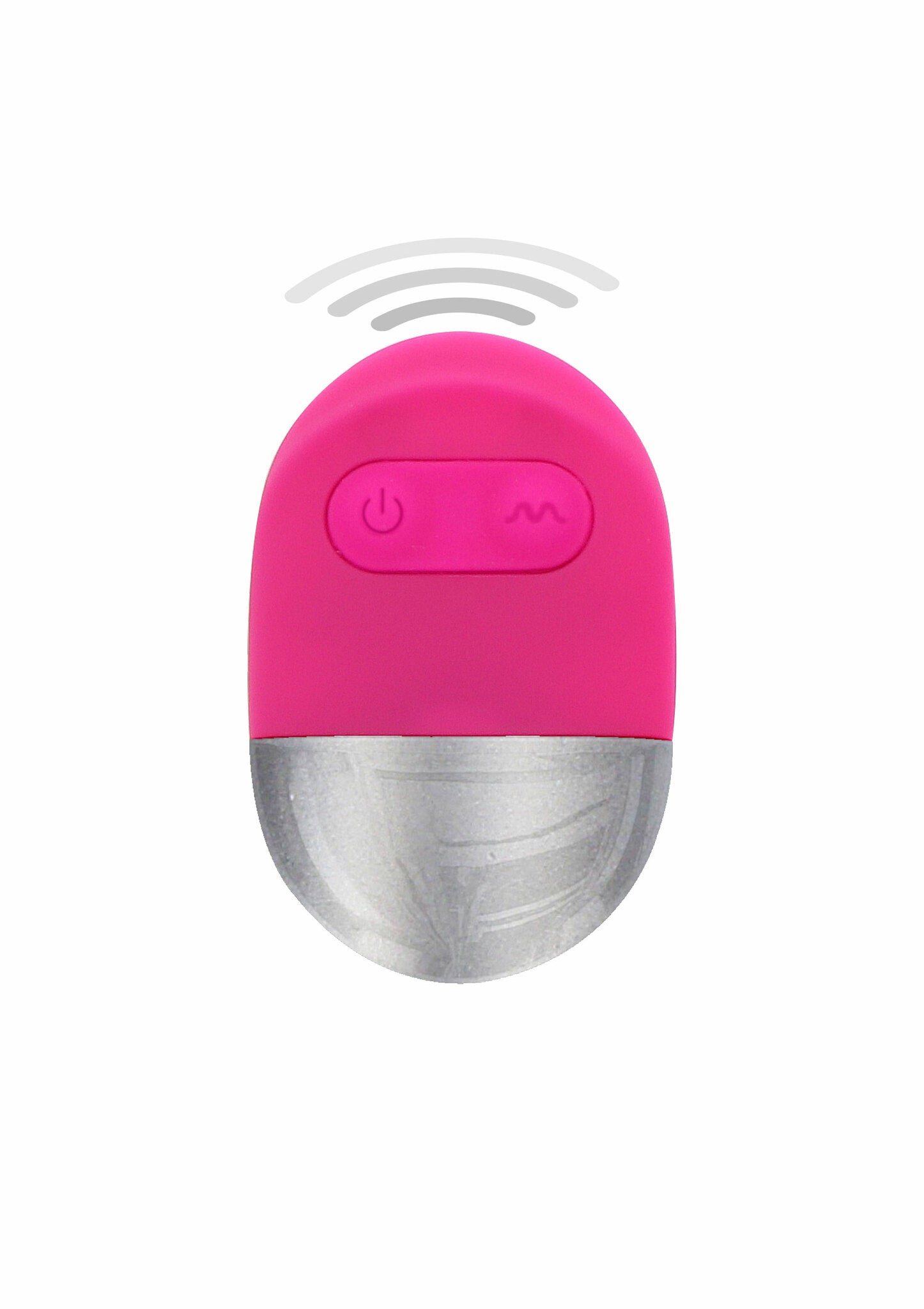 Funky egg vibrerende egg i rosa silikon med sølvfarget base og trådløs fjernkontroll.