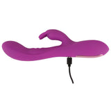 Javida Thumping Rabbit Vibrator i lilla silikon med USB-ladekabel.