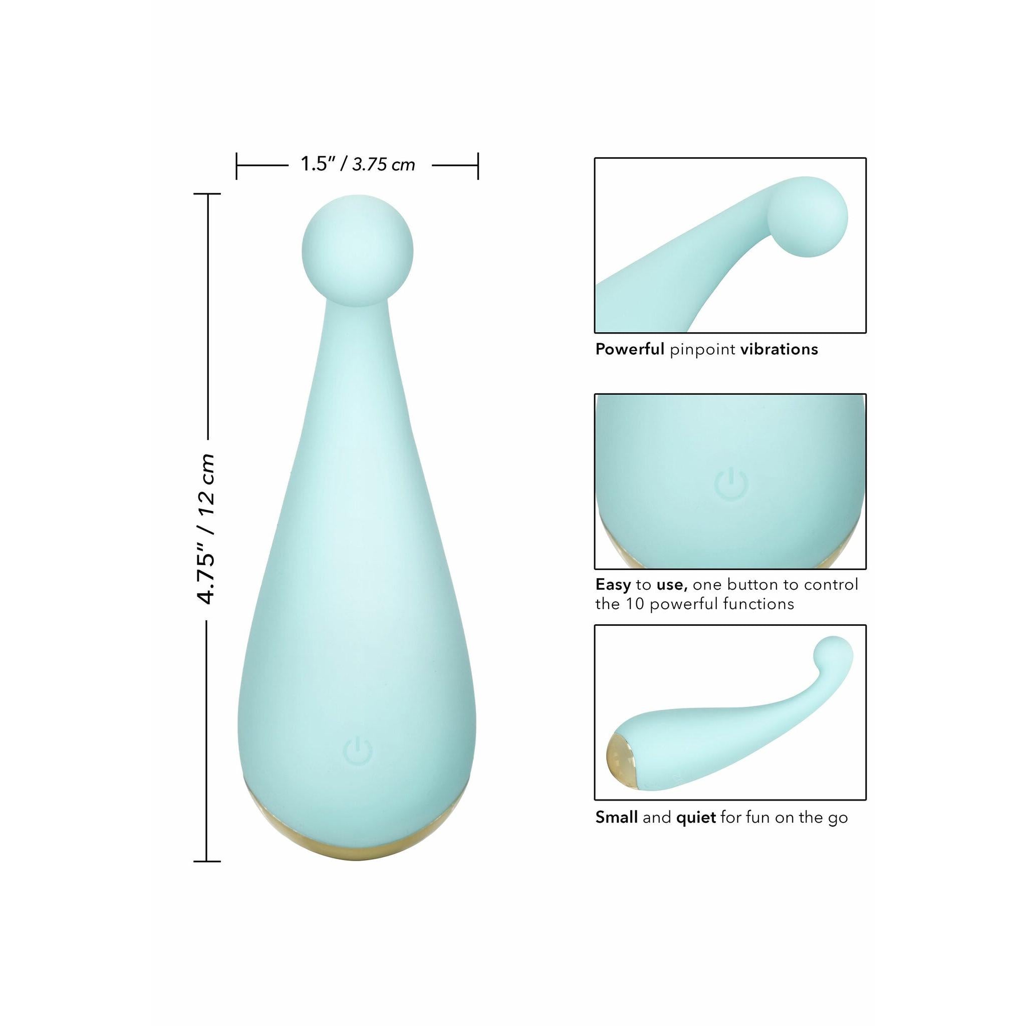 ThrillMe klitorisstimulator i mintgrønn silikon, 12 cm lang, med buet form og rund tupp.