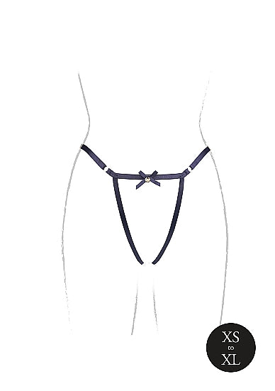 Le Désir Aimé - Brief with Open Crotch and Buttock, Adjustable Slider and Golden Details - One Size
