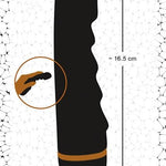Sort silikon vibrator med penisformet tupp, 5 pirrebølger, og 16,5 cm lengde.