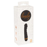 Hvit eske med svart Bendy Vibrator logo og et bilde av en svart, bølget silikon vibrator.