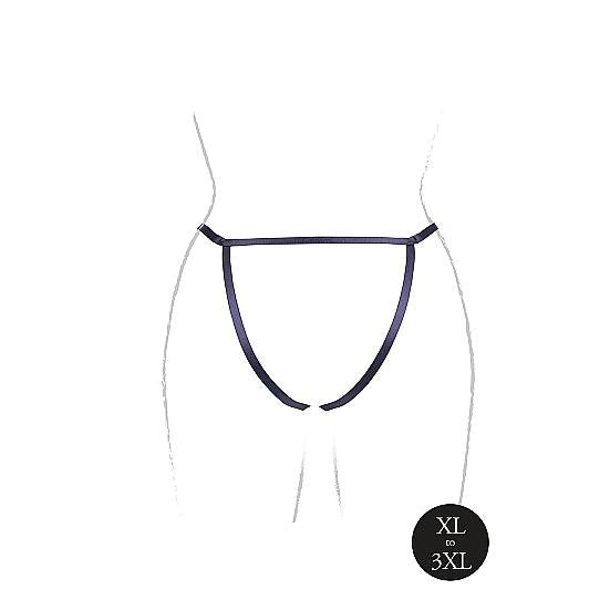 Sort Le Désir Aimé åpen truse med justerbare stropper og gullfargede detaljer, XL-3XL.