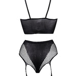 Le Désir 2-Piece Bra Set with Garters - One Size - Sort