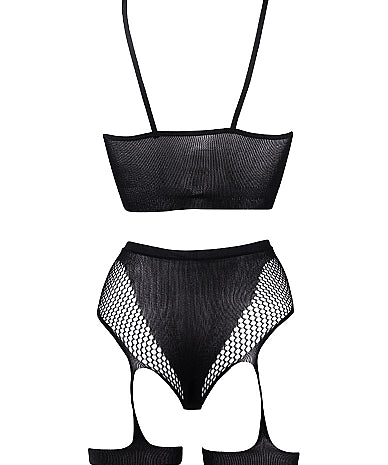 Le Désir 2-Piece Bra Set with Garters - One Size - Sort