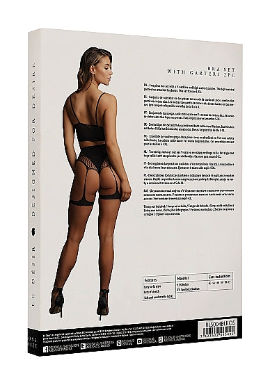 Le Désir 2-Piece Bra Set with Garters - One Size - Sort
