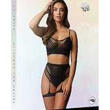 Le Désir 2-Piece Bra Set with Garters - One Size - Sort