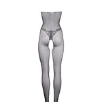 Le Désir Eksklusiv Sort Bodystocking i Fishnet og Blondemønster - One Size