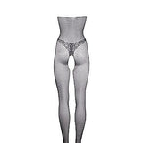 Le Désir Eksklusiv Sort Bodystocking i Fishnet og Blondemønster - One Size