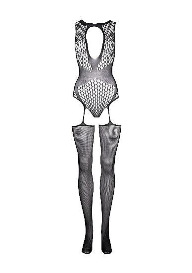 Le Désir Contrast Fencenet Teddy med strømper - One Size