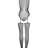 Le Désir Contrast Fencenet Teddy med strømper - One Size