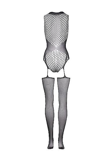 Le Désir Contrast Fencenet Teddy med strømper - One Size