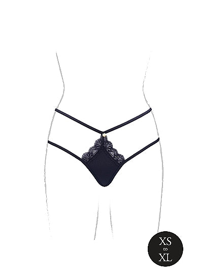 Le Désir Ami - Thong with Adjustable Sliders and Golden Details - One Size