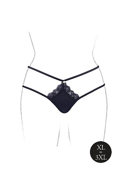Le Désir Ami - Thong with Adjustable Sliders and Golden Details - Plus Size