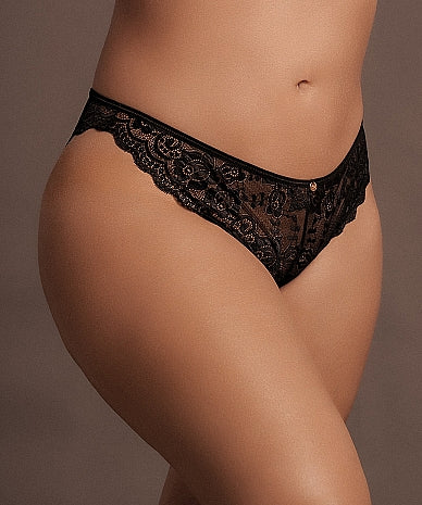 Le Désir Claire - Elastic Lace Brief with Golden Details - Plus Size