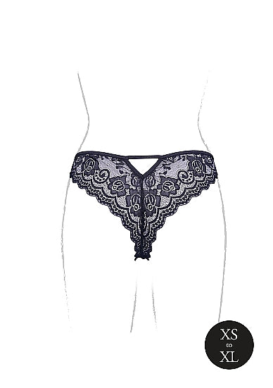 Le Désir Claire - Elastic Lace Brief with Golden Details - One Size
