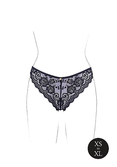 Le Désir Claire - Elastic Lace Brief with Golden Details - One Size