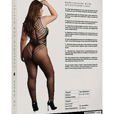 Le Désir Sexy Nettmønstret Bodystocking med Korsettdesign og Åpen Rygg - Plus Size