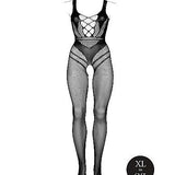 Le Désir Sexy Nettmønstret Bodystocking med Korsettdesign og Åpen Rygg - Plus Size