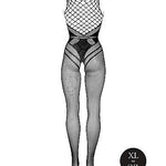 Le Désir Sexy Nettmønstret Bodystocking med Korsettdesign og Åpen Rygg - Plus Size
