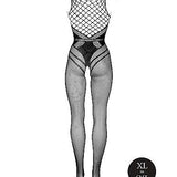 Le Désir Sexy Nettmønstret Bodystocking med Korsettdesign og Åpen Rygg - Plus Size