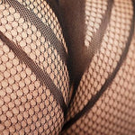 Le Désir Sexy Nettmønstret Bodystocking med Korsettdesign og Åpen Rygg - Plus Size